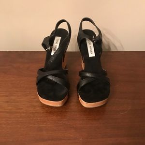 Women’s Black Strapped Wedges